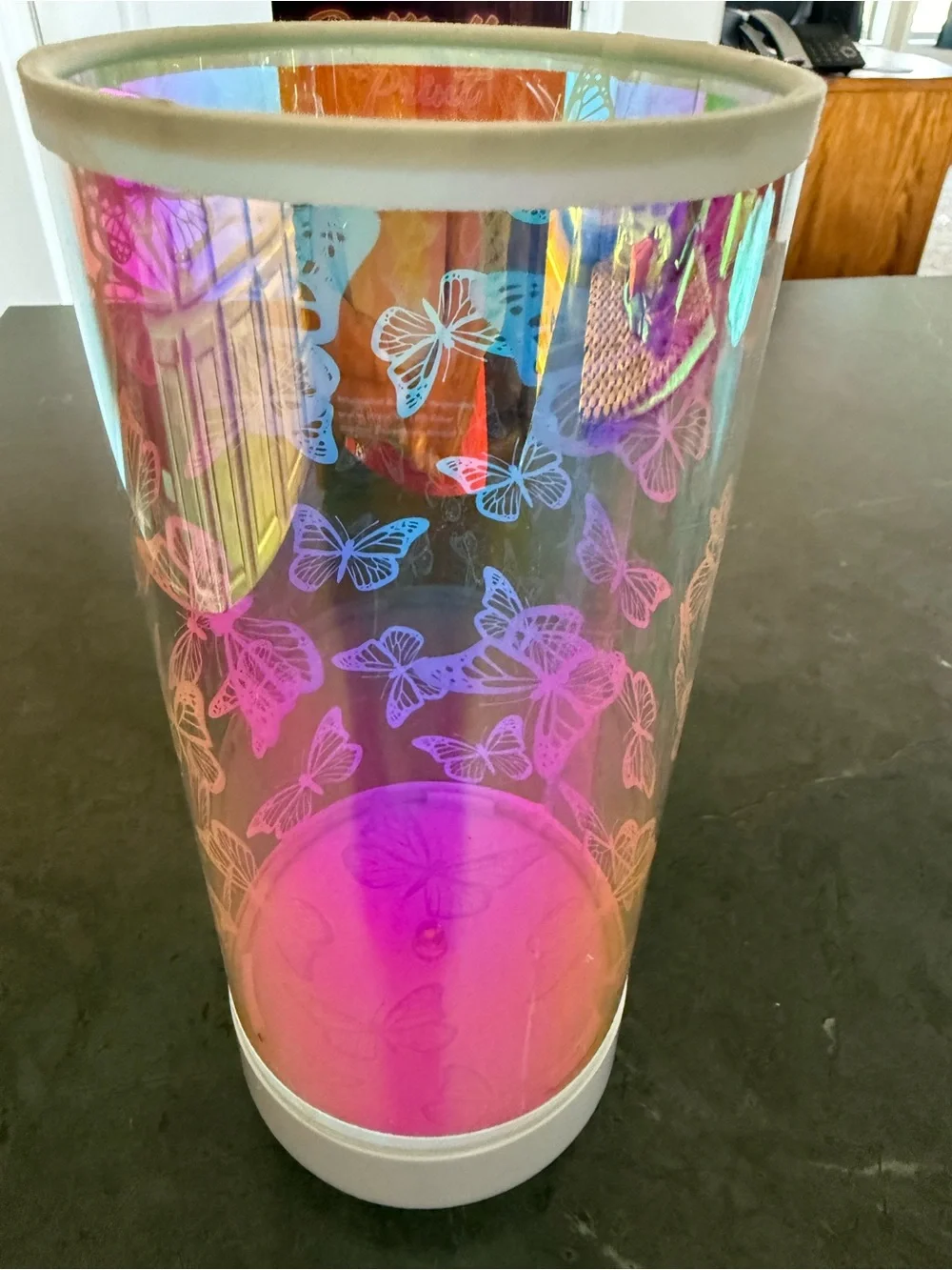 Iridescent Butterfly Print LED Projection Table Light - Multicolor